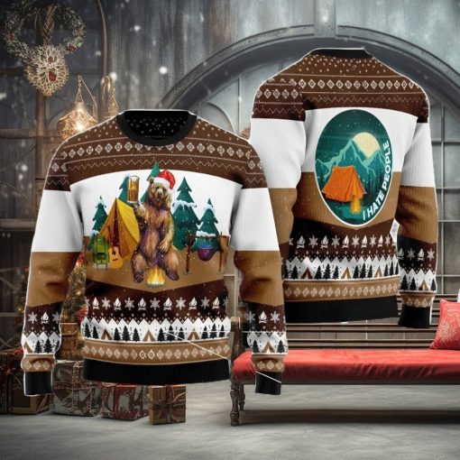 I Hate People Bear Christmas Gift Ugly Christmas Sweater Xmas Holiday