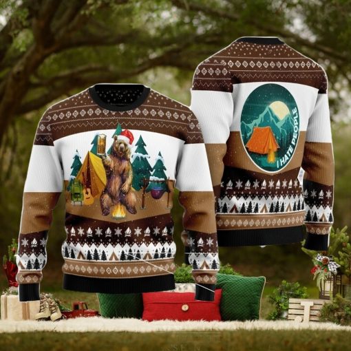 I Hate People Bear Christmas Gift Ugly Christmas Sweater Xmas Holiday