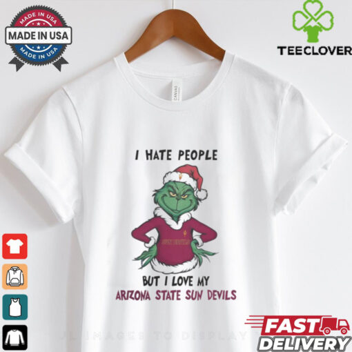 I Hate People But I Love My Arizona State Sun Devils Grinch Merry Christmas Shirt