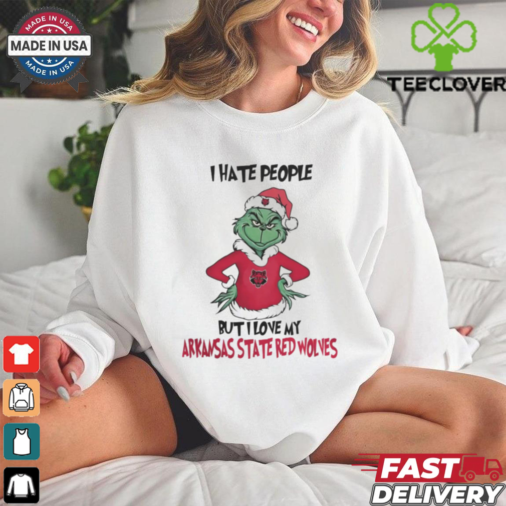 I Hate People But I Love My Arkansas State Red Wolves Grinch Merry Christmas Shirt I Hate People But I Love My Arkansas State Red Wolves Grinch Merry Christmas Shirt