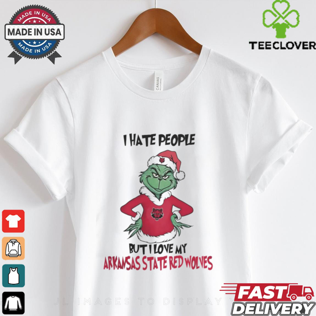 I Hate People But I Love My Arkansas State Red Wolves Grinch Merry Christmas Shirt I Hate People But I Love My Arkansas State Red Wolves Grinch Merry Christmas Shirt