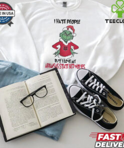 I Hate People But I Love My Arkansas State Red Wolves Grinch Merry Christmas Shirt