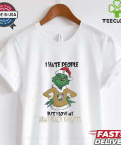 I Hate People But I Love My Army Black Knights Grinch Merry Christmas Shirt