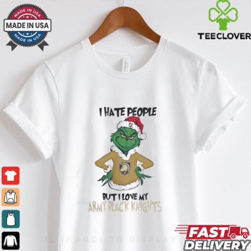 I Hate People But I Love My Army Black Knights Grinch Merry Christmas Shirt