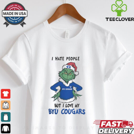 I Hate People But I Love My BYU Cougars Grinch Merry Christmas Shirt