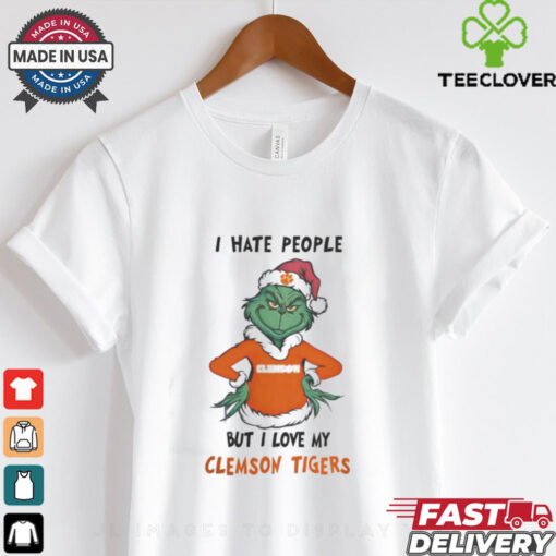 I Hate People But I Love My Clemson Tigers Grinch Merry Christmas Shirt