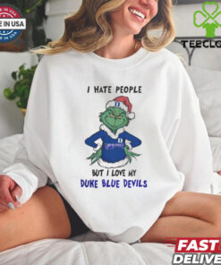 I Hate People But I Love My Duke Blue Devils Grinch Merry Christmas Shirt