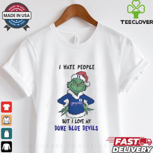 I Hate People But I Love My Duke Blue Devils Grinch Merry Christmas Shirt