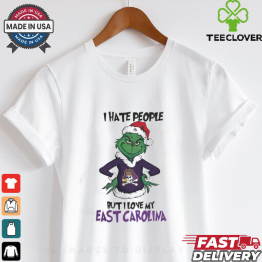 I Hate People But I Love My East Carolina Pirates Grinch Merry Christmas Shirt