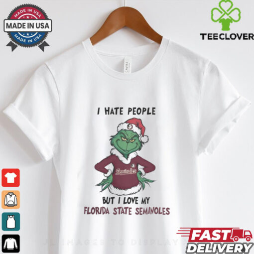 I Hate People But I Love My Florida State Seminoles Grinch Merry Christmas Shirt
