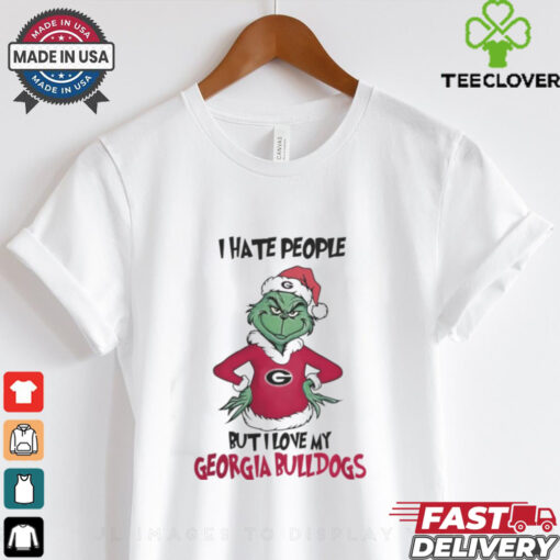 I Hate People But I Love My Georgia Bulldogs Grinch Christmas Shirt