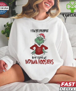I Hate People But I Love My Indiana Hoosiers Grinch Merry Christmas Shirt