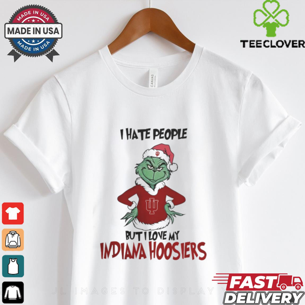 I Hate People But I Love My Indiana Hoosiers Grinch Merry Christmas Shirt I Hate People But I Love My Indiana Hoosiers Grinch Merry Christmas Shirt