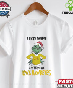 I Hate People But I Love My Iowa Hawkeyes Grinch Merry Christmas Shirt