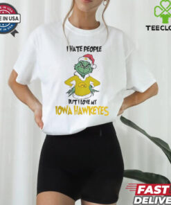 I Hate People But I Love My Iowa Hawkeyes Grinch Merry Christmas Shirt