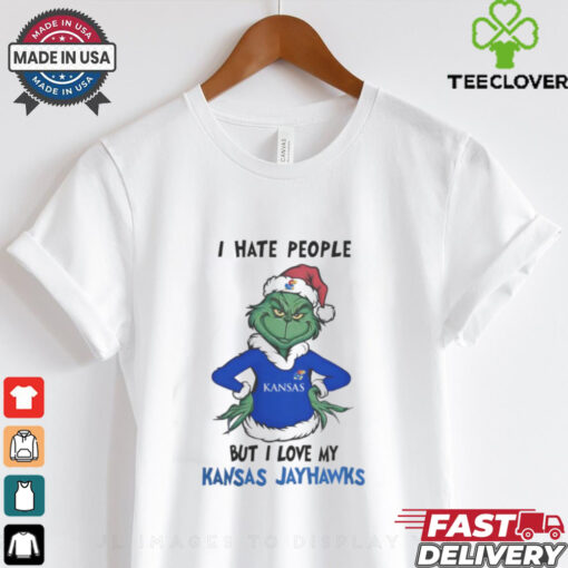 I Hate People But I Love My Kansas Jayhawks Grinch Merry Christmas Shirt