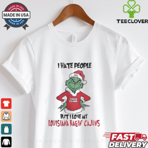 I Hate People But I Love My Louisiana Ragin’ Cajuns Grinch Merry Christmas Shirt
