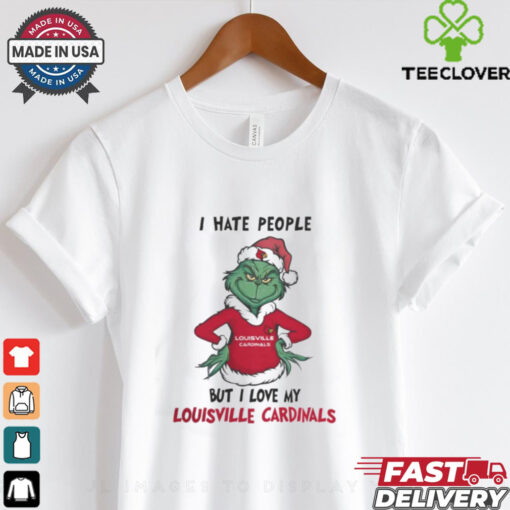 I Hate People But I Love My Louisville Cardinals Grinch Merry Christmas Shirt