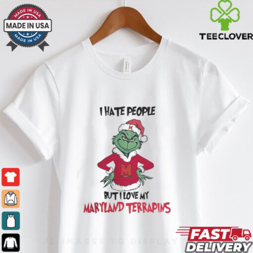 I Hate People But I Love My Maryland Terrapins Grinch Merry Christmas Shirt