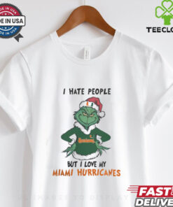 I Hate People But I Love My Miami Hurricanes Grinch Merry Christmas Shirt