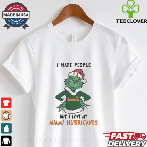 I Hate People But I Love My Miami Hurricanes Grinch Merry Christmas Shirt