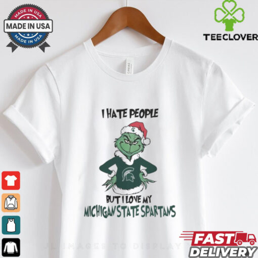 I Hate People But I Love My Michigan State Spartans Grinch Merry Christmas Shirt