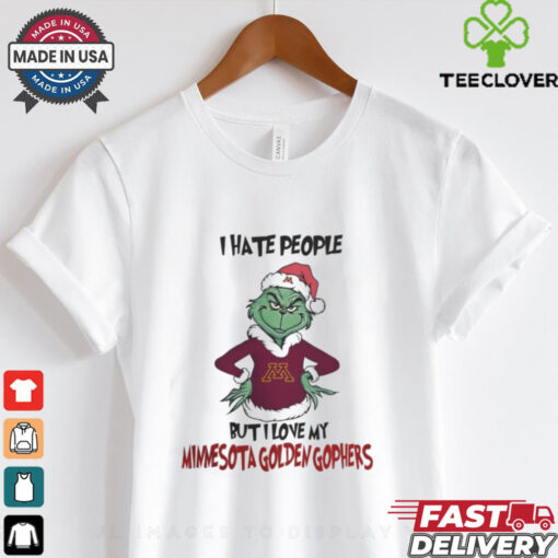 I Hate People But I Love My Minnesota Golden Gophers Grinch Merry Christmas Shirt