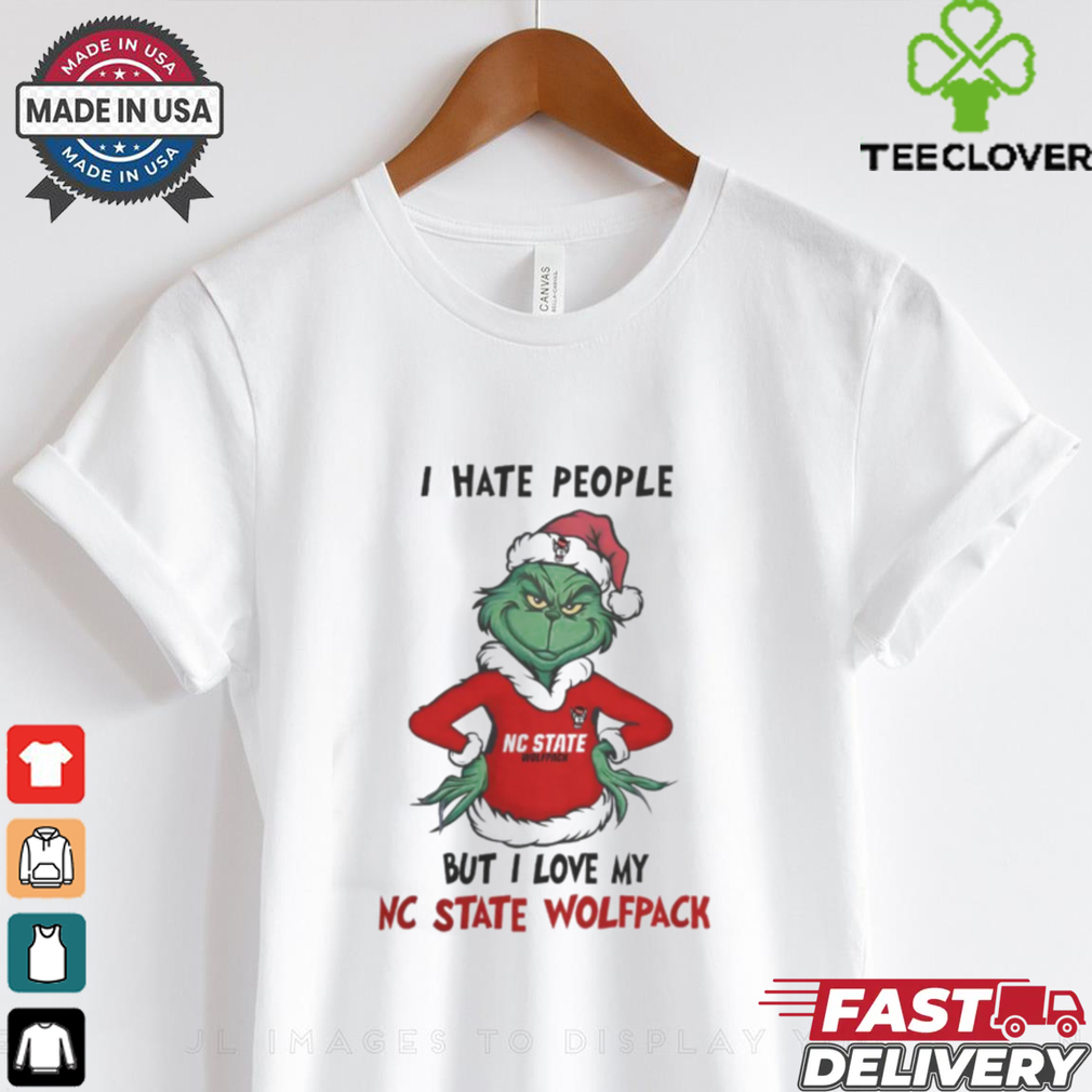 I Hate People But I Love My NC State Wolfpack Grinch Merry Christmas Shirt I Hate People But I Love My NC State Wolfpack Grinch Merry Christmas Shirt