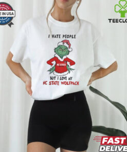 I Hate People But I Love My NC State Wolfpack Grinch Merry Christmas Shirt