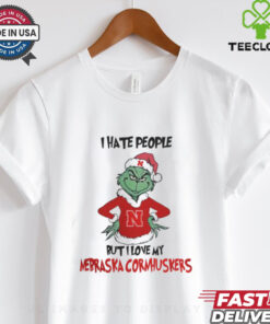 I Hate People But I Love My Nebraska Cornhuskers Grinch Merry Christmas Shirt