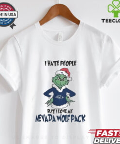 I Hate People But I Love My Nevada Wolf Pack Grinch Merry Christmas Shirt
