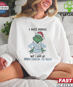 I Hate People But I Love My North Carolina Tar Heels Grinch Merry Christmas Shirt