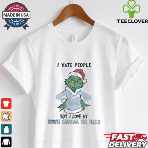 I Hate People But I Love My North Carolina Tar Heels Grinch Merry Christmas Shirt