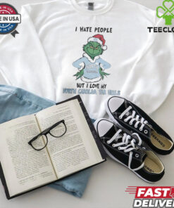 I Hate People But I Love My North Carolina Tar Heels Grinch Merry Christmas Shirt