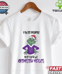 I Hate People But I Love My Northwestern Wildcats Grinch Merry Christmas Shirt