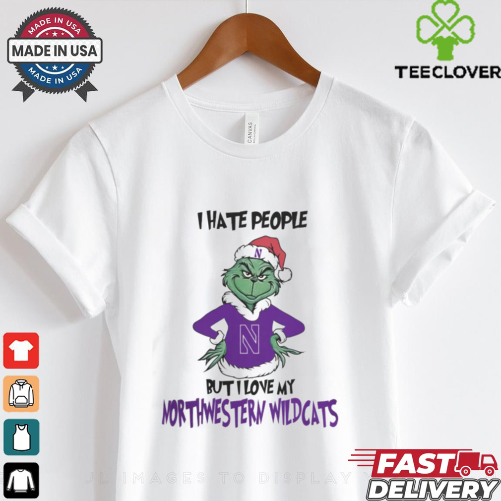 I Hate People But I Love My Northwestern Wildcats Grinch Merry Christmas Shirt I Hate People But I Love My Northwestern Wildcats Grinch Merry Christmas Shirt