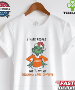 I Hate People But I Love My Oklahoma State Cowboys Grinch Merry Christmas Shirt