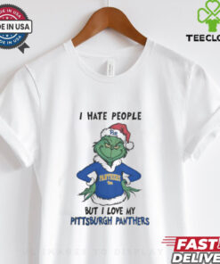 I Hate People But I Love My Pittsburgh Panthers Grinch Merry Christmas Shirt