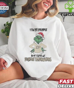 I Hate People But I Love My Purdue Boilermakers Grinch Merry Christmas Shirt