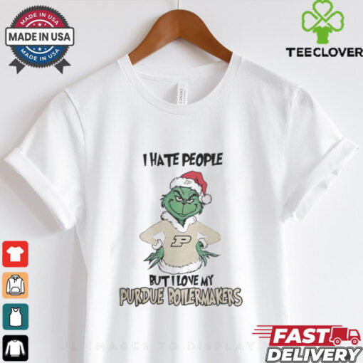 I Hate People But I Love My Purdue Boilermakers Grinch Merry Christmas Shirt