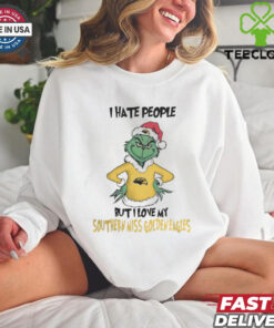 I Hate People But I Love My Southern Miss Golden Eagles Grinch Merry Christmas Shirt