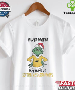 I Hate People But I Love My Southern Miss Golden Eagles Grinch Merry Christmas Shirt