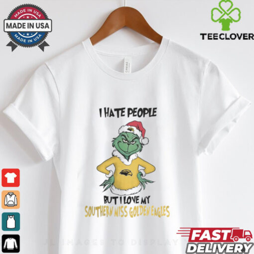 I Hate People But I Love My Southern Miss Golden Eagles Grinch Merry Christmas Shirt