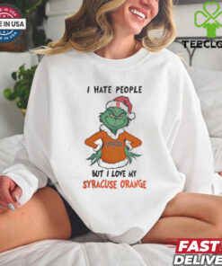 I Hate People But I Love My Syracuse Orange Grinch Merry Christmas Shirt
