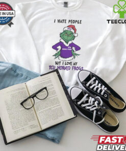 I Hate People But I Love My TCU Horned Frogs Grinch Merry Christmas Shirt