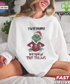 I Hate People But I Love My Troy Trojans Grinch Merry Christmas Shirt
