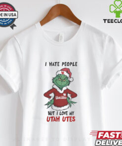 I Hate People But I Love My Utah Utes Grinch Merry Christmas Shirt