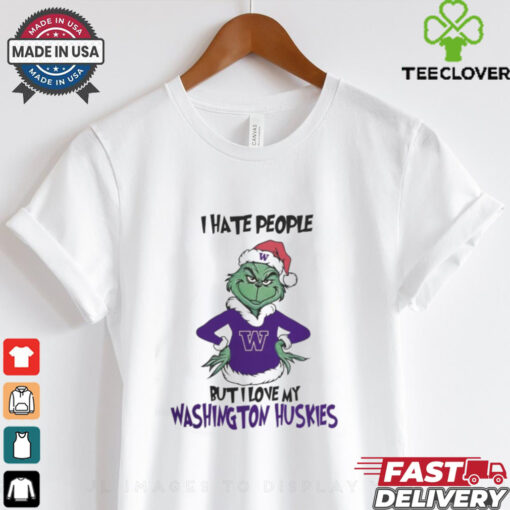 I Hate People But I Love My Washington Huskies Grinch Merry Christmas Shirt