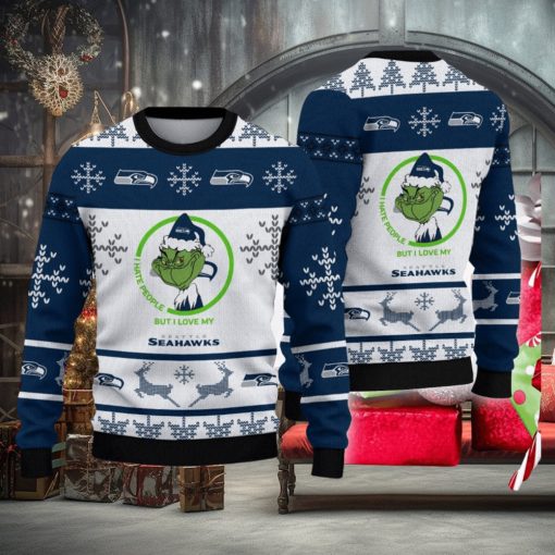 I Hate People But I Love Seattle Seahawks Design Ugly Christmas Sweater