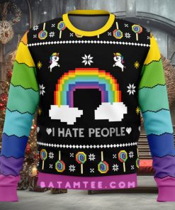 I Hate People Rainbow Ugly Christmas Sweater